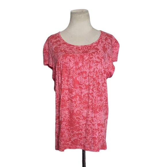 Tahari  pink floral short sleeves top size Large - Picture 1 of 8